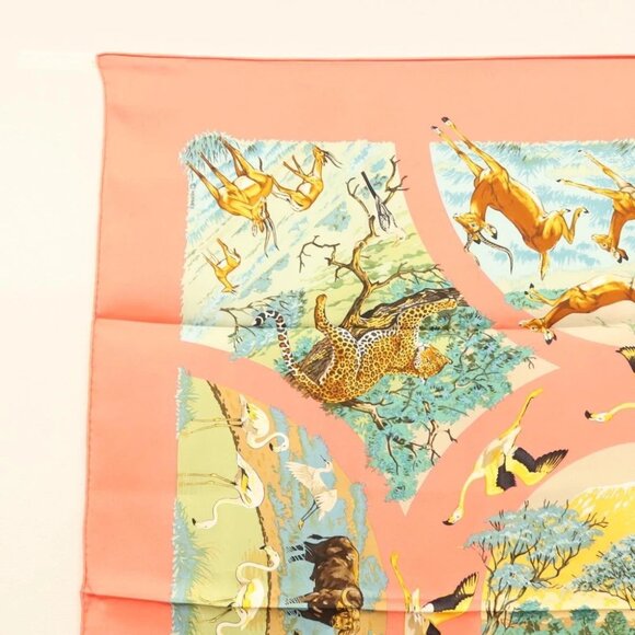 HERMES Carre 90 Scarf ""TANZANIE"" Silk Pink Auth - Picture 6 of 16